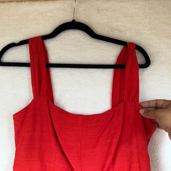 Lost + Wander Red Orange Smocked Drop Waist Babydoll Mini Dress Sz Small - Picture 6 of 12